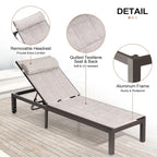 Outdoor Adjustable Quilted Chaise Lounge Chairs with Wheels (Set of 2) - 77.17 L  23.62 W  13.38 H