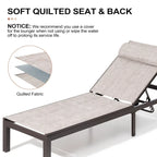 Outdoor Adjustable Quilted Chaise Lounge Chairs with Wheels (Set of 2) - 77.17 L  23.62 W  13.38 H
