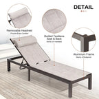 Outdoor Adjustable Quilted Chaise Lounge Chairs with Wheels (Set of 2) - 77.17 L  23.62 W  13.38 H