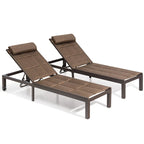 Outdoor Adjustable Quilted Chaise Lounge Chairs with Wheels (Set of 2) - 77.17 L  23.62 W  13.38 H