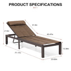 Outdoor Adjustable Quilted Chaise Lounge Chairs with Wheels (Set of 2) - 77.17 L  23.62 W  13.38 H