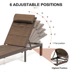 Outdoor Adjustable Quilted Chaise Lounge Chairs with Wheels (Set of 2) - 77.17 L  23.62 W  13.38 H