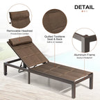 Outdoor Adjustable Quilted Chaise Lounge Chairs with Wheels (Set of 2) - 77.17 L  23.62 W  13.38 H