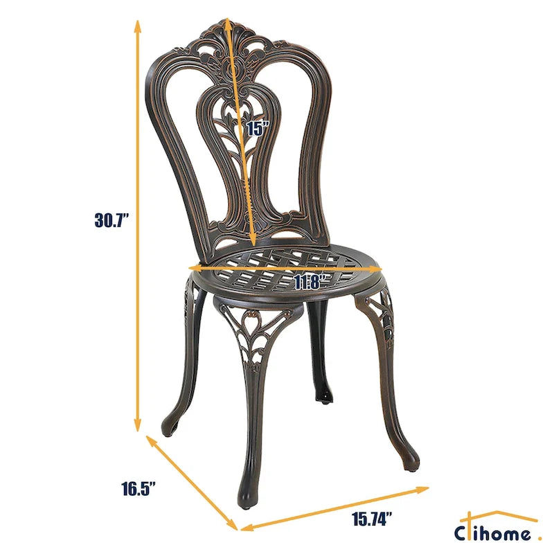 Clihome Outdoor Cast Aluminum Bistro Chair (Set of 2)