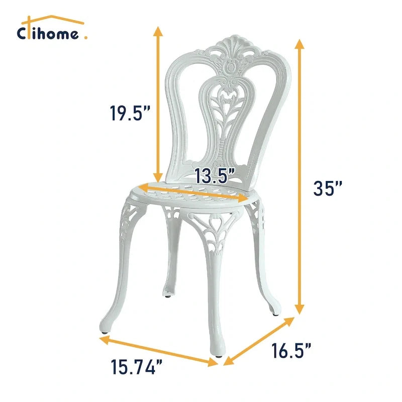 Clihome Outdoor Cast Aluminum Bistro Chair (Set of 2)