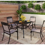 5/7-Piece Cast Aluminum Patio Dining Set wtih Stackle or Swivel Chairs and 1 Metal Table - 5-Piece