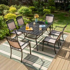 5/7-Piece Cast Aluminum Patio Dining Set wtih Stackle or Swivel Chairs and 1 Metal Table - 5-Piece