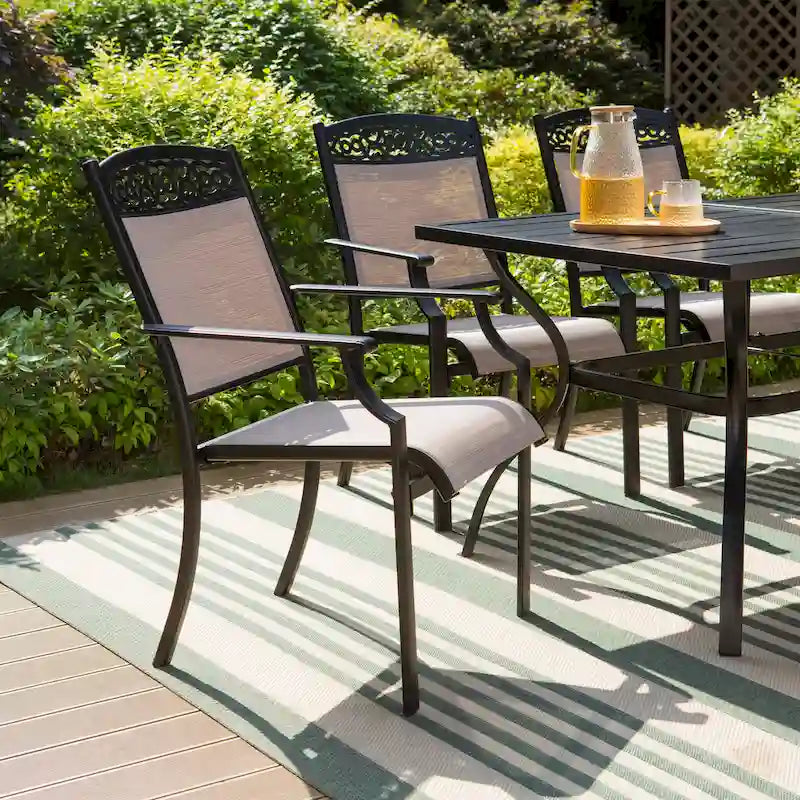 5/7-Piece Cast Aluminum Patio Dining Set wtih Stackle or Swivel Chairs and 1 Metal Table - 5-Piece