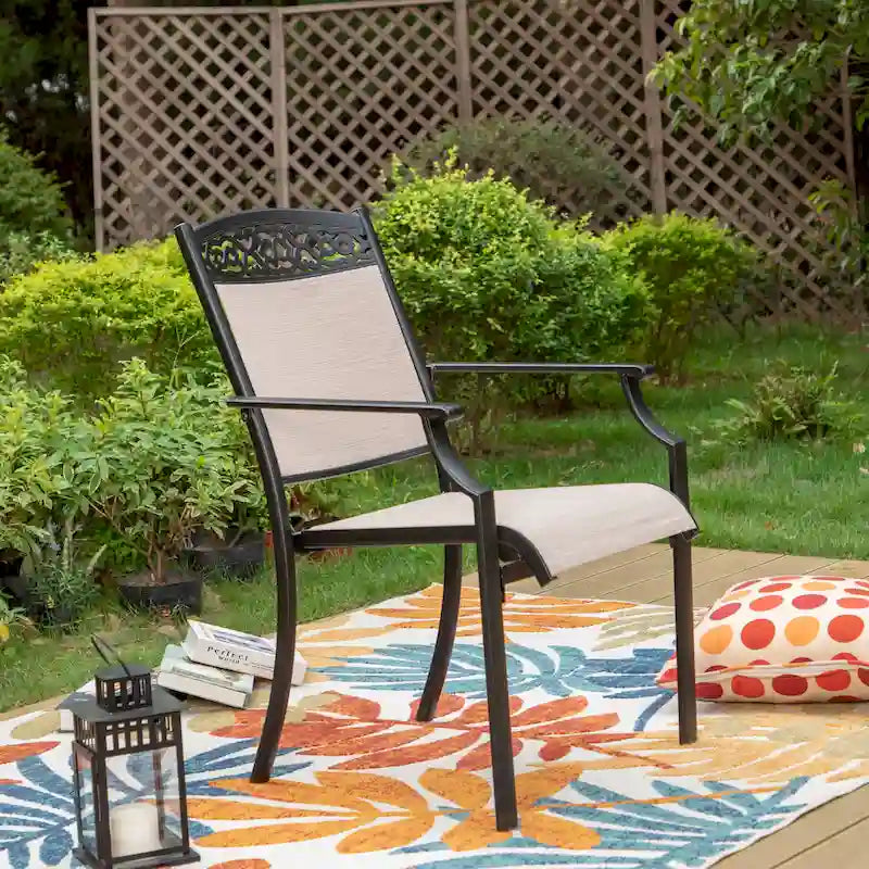 5/7-Piece Cast Aluminum Patio Dining Set wtih Stackle or Swivel Chairs and 1 Metal Table - 5-Piece
