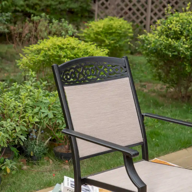 5/7-Piece Cast Aluminum Patio Dining Set wtih Stackle or Swivel Chairs and 1 Metal Table - 5-Piece