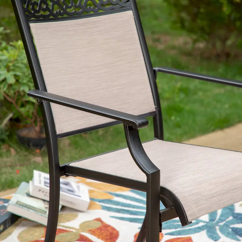 5/7-Piece Cast Aluminum Patio Dining Set wtih Stackle or Swivel Chairs and 1 Metal Table - 5-Piece