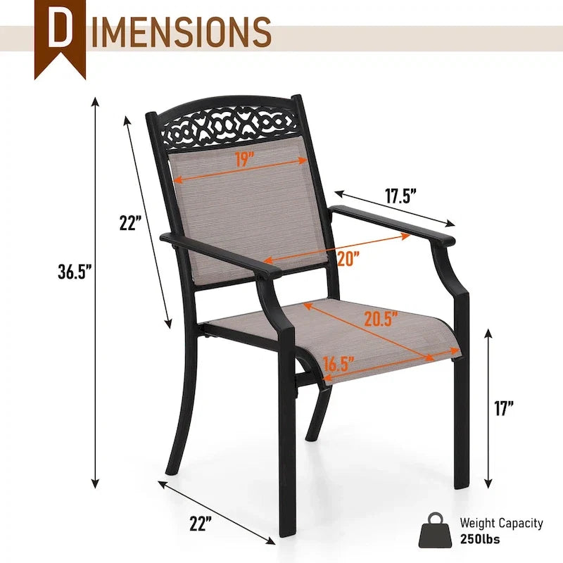 5/7-Piece Cast Aluminum Patio Dining Set wtih Stackle or Swivel Chairs and 1 Metal Table - 5-Piece