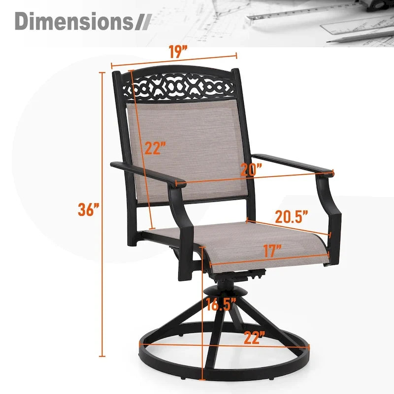 5/7-Piece Cast Aluminum Patio Dining Set wtih Stackle or Swivel Chairs and 1 Metal Table - 5-Piece