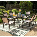 5/7-Piece Cast Aluminum Patio Dining Set wtih Stackle or Swivel Chairs and 1 Metal Table - 5-Piece