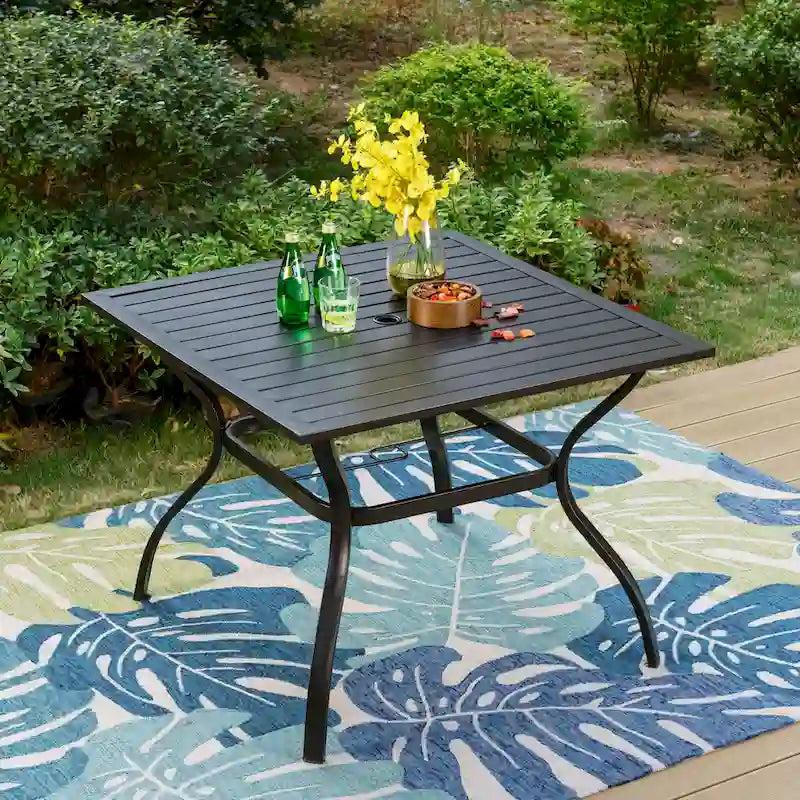 5/7-Piece Cast Aluminum Patio Dining Set wtih Stackle or Swivel Chairs and 1 Metal Table - 5-Piece