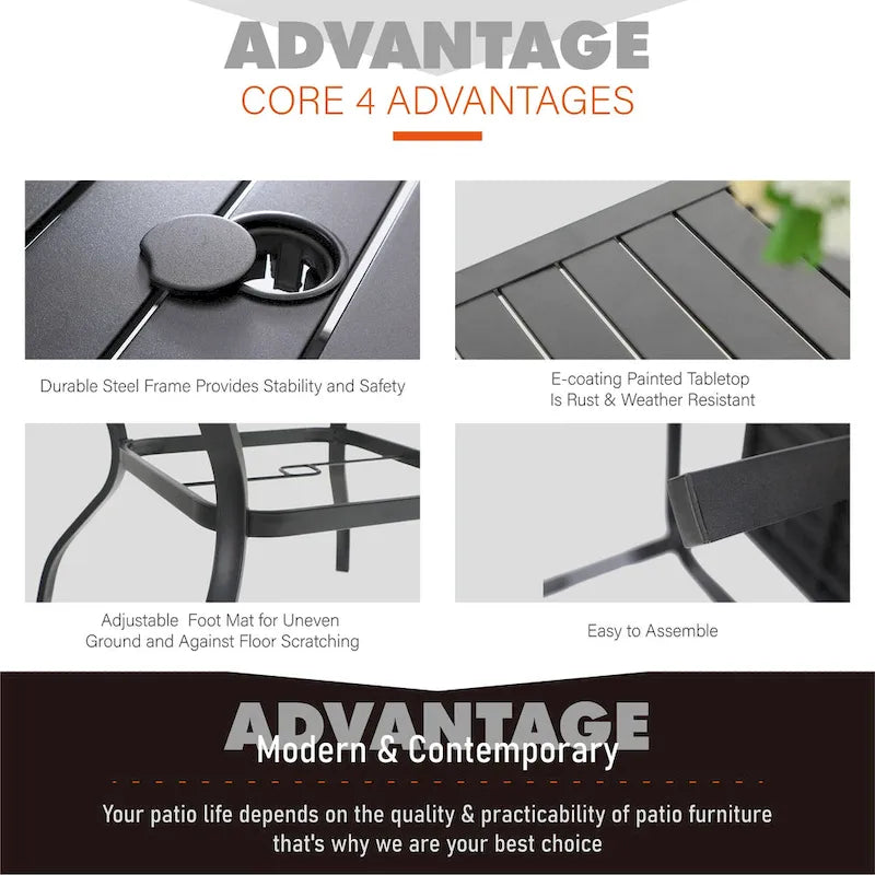 5/7-Piece Cast Aluminum Patio Dining Set wtih Stackle or Swivel Chairs and 1 Metal Table - 5-Piece