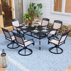 5/7-Piece Cast Aluminum Patio Dining Set wtih Stackle or Swivel Chairs and 1 Metal Table - 5-Piece