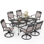 5/7-Piece Cast Aluminum Patio Dining Set wtih Stackle or Swivel Chairs and 1 Metal Table - 5-Piece