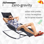 Outsunny Zero Gravity Chaise Rocker Patio Lounge Chairs with Recliner w/ Detachable Pillow & Weather-Fighting Fabric, Black