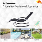 Outsunny Zero Gravity Chaise Rocker Patio Lounge Chairs with Recliner w/ Detachable Pillow & Weather-Fighting Fabric, Black