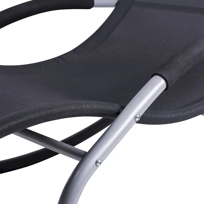 Outsunny Zero Gravity Chaise Rocker Patio Lounge Chairs with Recliner w/ Detachable Pillow & Weather-Fighting Fabric, Black