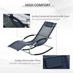 Outsunny Zero Gravity Chaise Rocker Patio Lounge Chairs with Recliner w/ Detachable Pillow & Weather-Fighting Fabric, Black