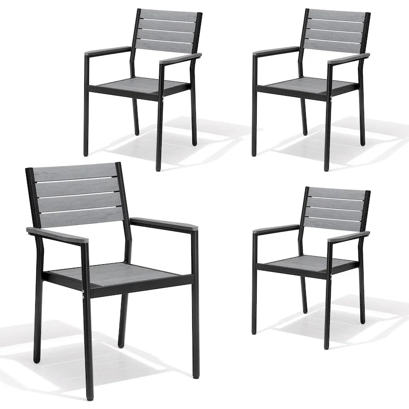 Pellebant Outdoor Modern Aluminum Dining Chairs with Armrest - 19.4 D x 18.9 W x 34.3 H