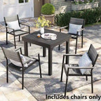 Pellebant Outdoor Modern Aluminum Dining Chairs with Armrest - 19.4 D x 18.9 W x 34.3 H