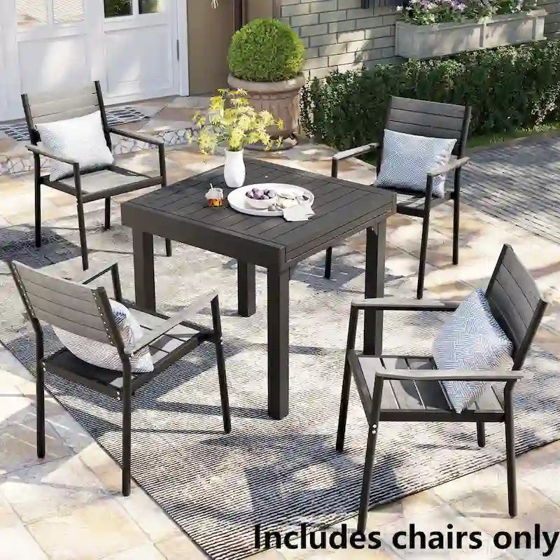 Pellebant Outdoor Modern Aluminum Dining Chairs with Armrest - 19.4 D x 18.9 W x 34.3 H