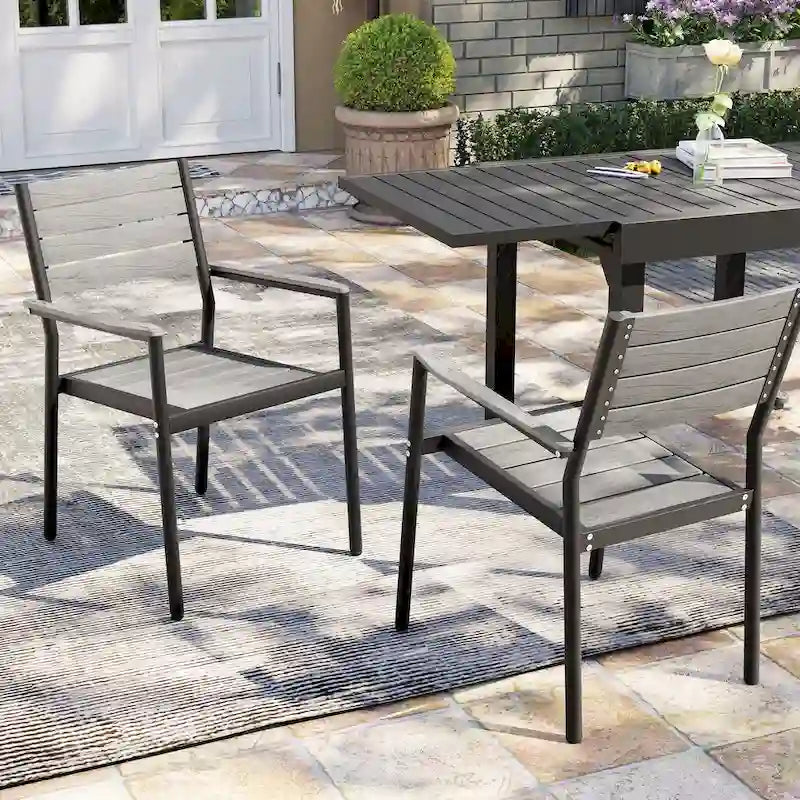 Pellebant Outdoor Modern Aluminum Dining Chairs with Armrest - 19.4 D x 18.9 W x 34.3 H