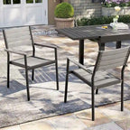 Pellebant Outdoor Modern Aluminum Dining Chairs with Armrest - 19.4 D x 18.9 W x 34.3 H