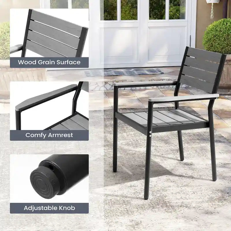 Pellebant Outdoor Modern Aluminum Dining Chairs with Armrest - 19.4 D x 18.9 W x 34.3 H
