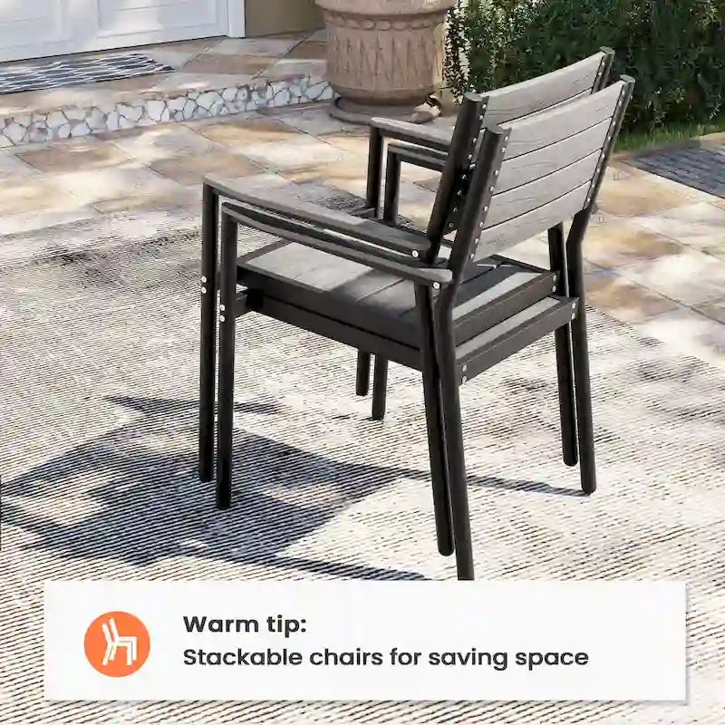Pellebant Outdoor Modern Aluminum Dining Chairs with Armrest - 19.4 D x 18.9 W x 34.3 H