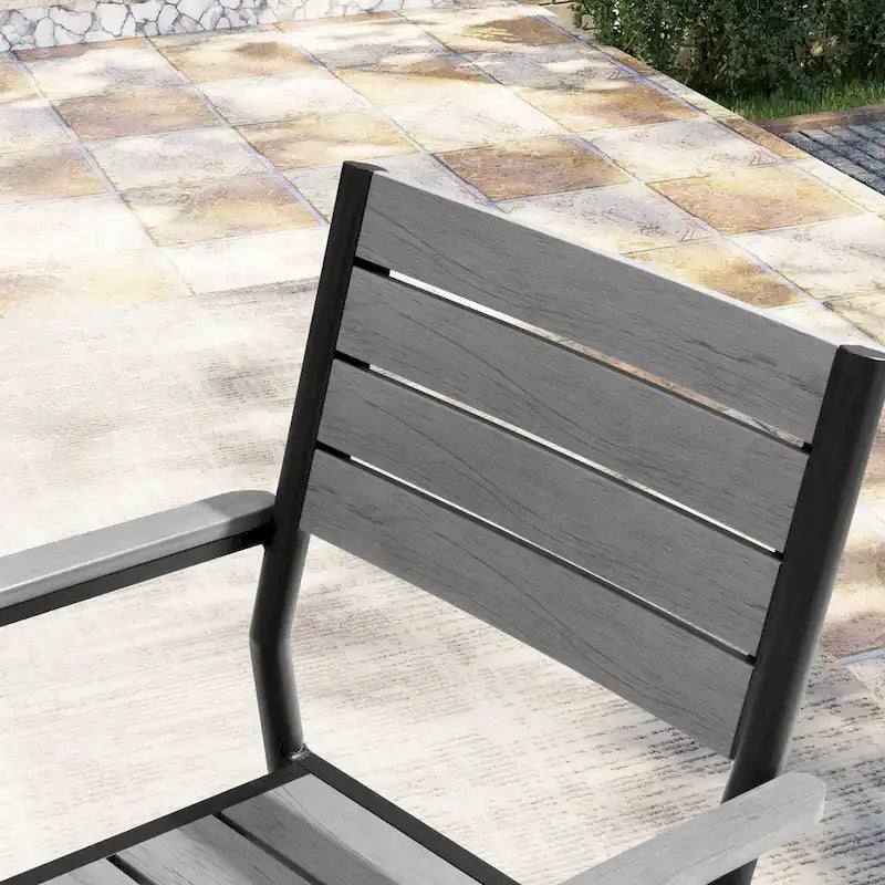 Pellebant Outdoor Modern Aluminum Dining Chairs with Armrest - 19.4 D x 18.9 W x 34.3 H