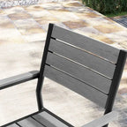 Pellebant Outdoor Modern Aluminum Dining Chairs with Armrest - 19.4 D x 18.9 W x 34.3 H