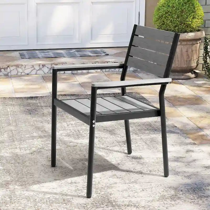 Pellebant Outdoor Modern Aluminum Dining Chairs with Armrest - 19.4 D x 18.9 W x 34.3 H