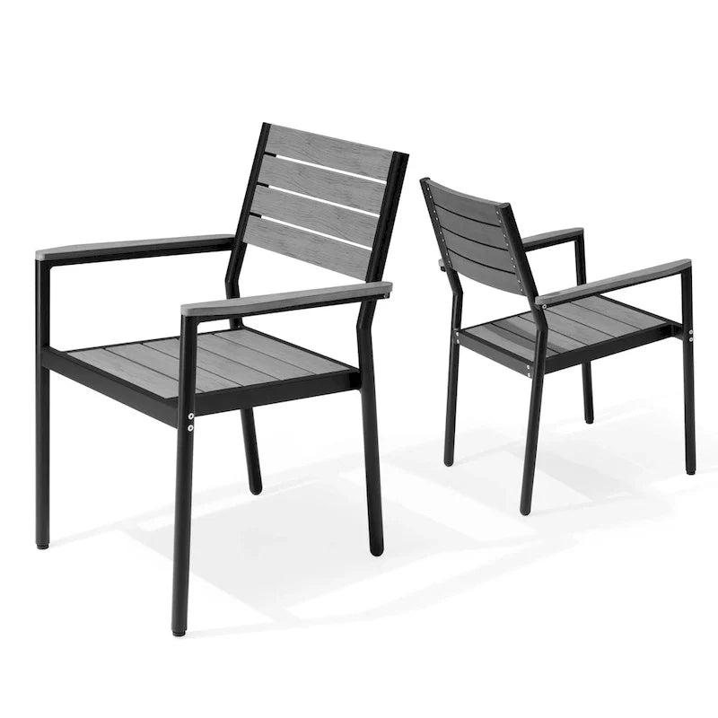 Pellebant Outdoor Modern Aluminum Dining Chairs with Armrest - 19.4 D x 18.9 W x 34.3 H