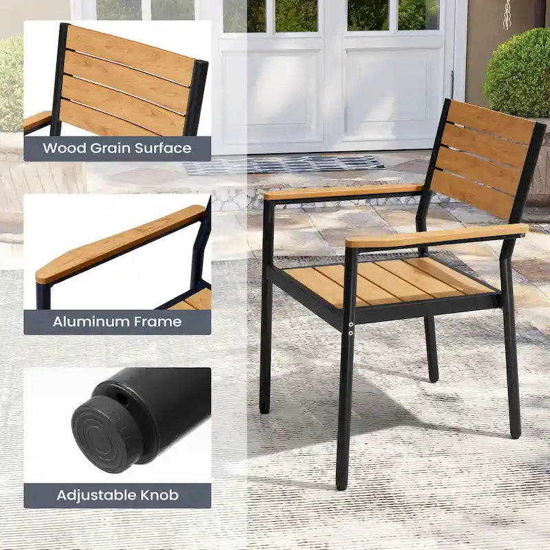 Pellebant Outdoor Modern Aluminum Dining Chairs with Armrest - 19.4 D x 18.9 W x 34.3 H