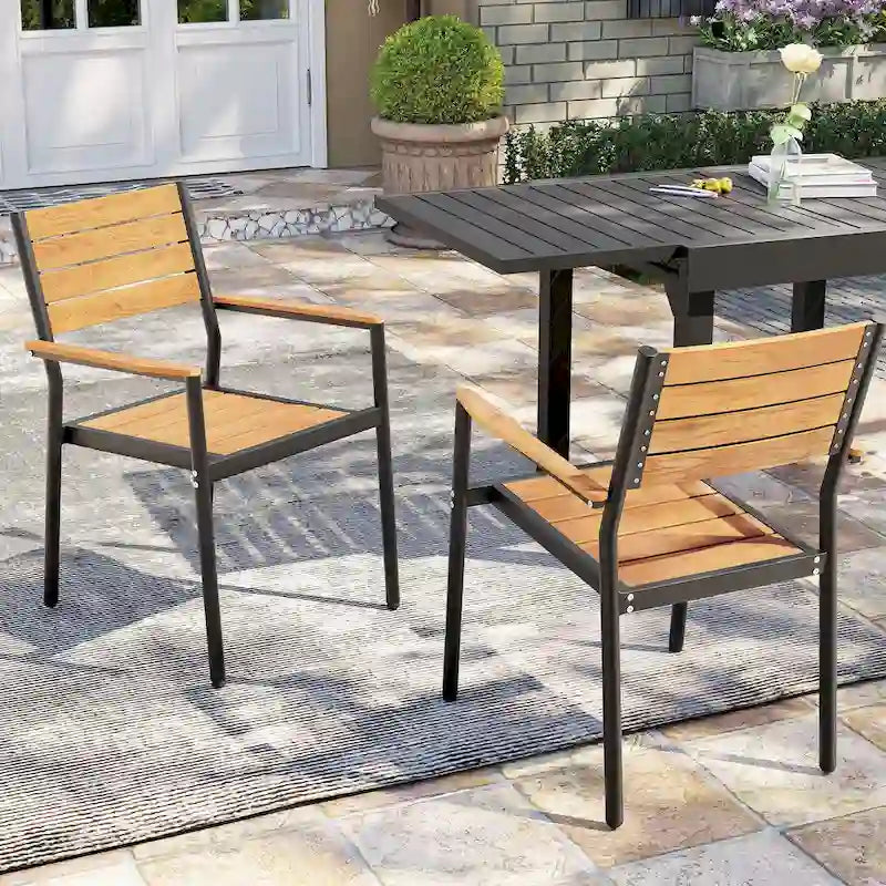 Pellebant Outdoor Modern Aluminum Dining Chairs with Armrest - 19.4 D x 18.9 W x 34.3 H