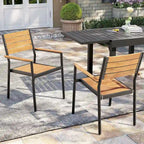 Pellebant Outdoor Modern Aluminum Dining Chairs with Armrest - 19.4 D x 18.9 W x 34.3 H