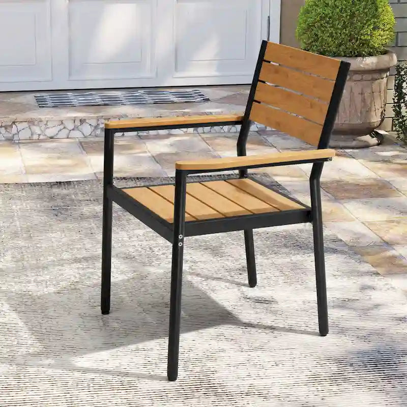 Pellebant Outdoor Modern Aluminum Dining Chairs with Armrest - 19.4 D x 18.9 W x 34.3 H