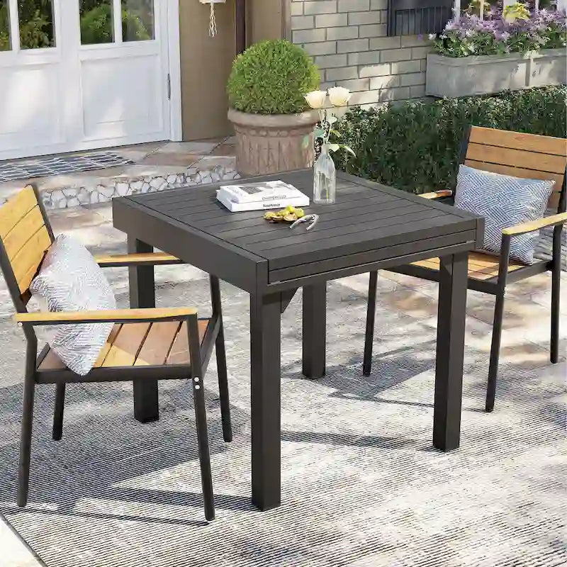 Pellebant Outdoor Modern Aluminum Dining Chairs with Armrest - 19.4 D x 18.9 W x 34.3 H