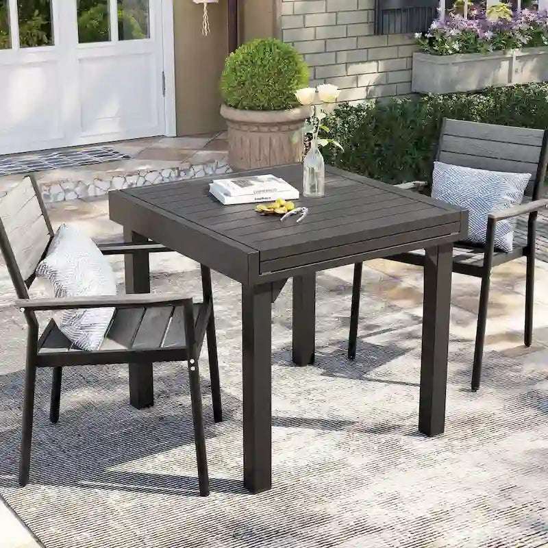 Pellebant Outdoor Modern Aluminum Dining Chairs with Armrest - 19.4 D x 18.9 W x 34.3 H