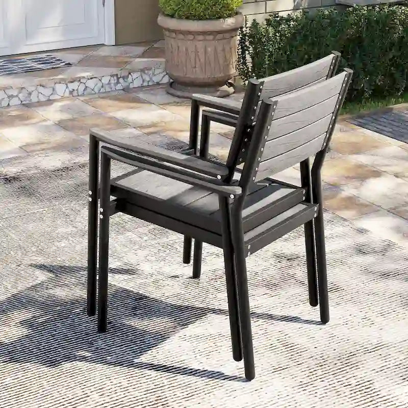 Pellebant Outdoor Modern Aluminum Dining Chairs with Armrest - 19.4 D x 18.9 W x 34.3 H