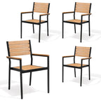 Pellebant Outdoor Modern Aluminum Dining Chairs with Armrest - 19.4 D x 18.9 W x 34.3 H
