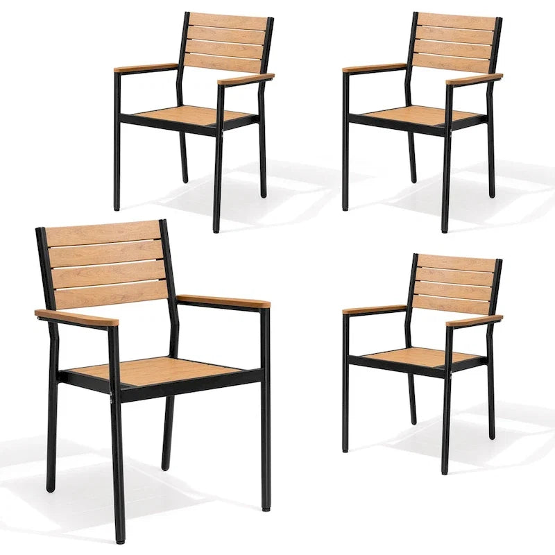 Pellebant Outdoor Modern Aluminum Dining Chairs with Armrest - 19.4 D x 18.9 W x 34.3 H