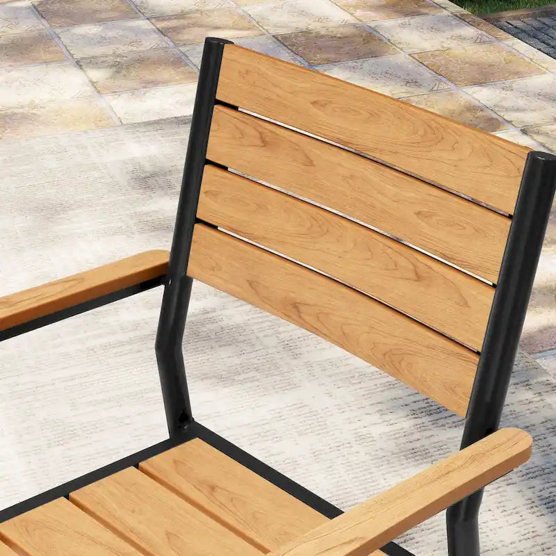 Pellebant Outdoor Modern Aluminum Dining Chairs with Armrest - 19.4 D x 18.9 W x 34.3 H
