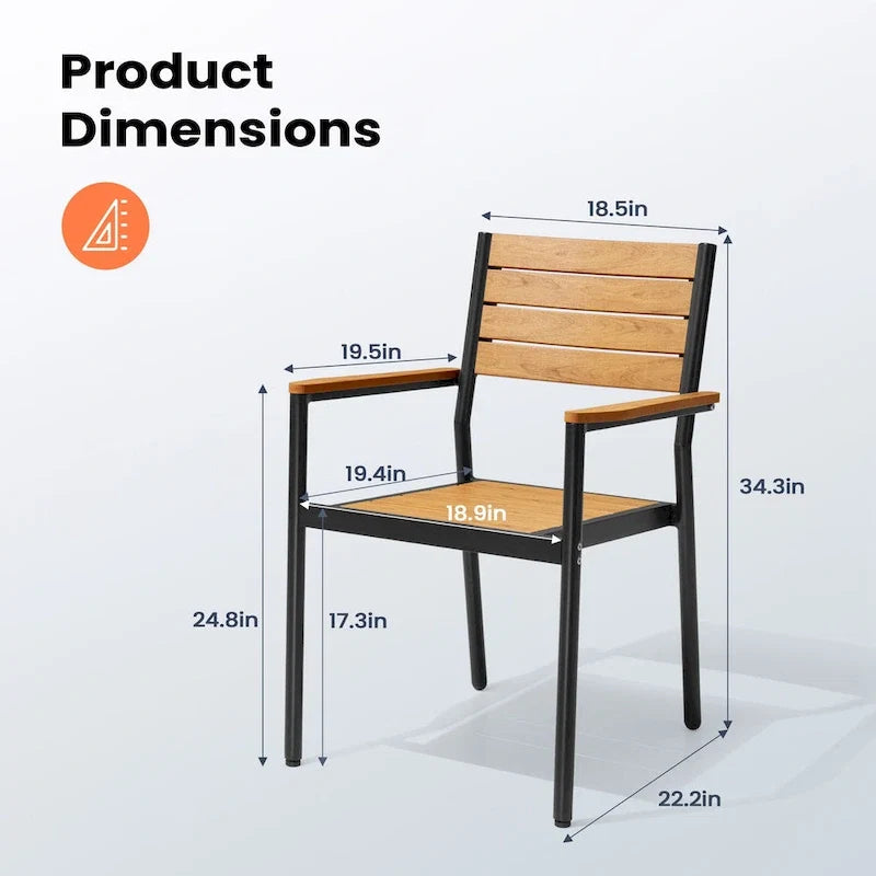 Pellebant Outdoor Modern Aluminum Dining Chairs with Armrest - 19.4 D x 18.9 W x 34.3 H