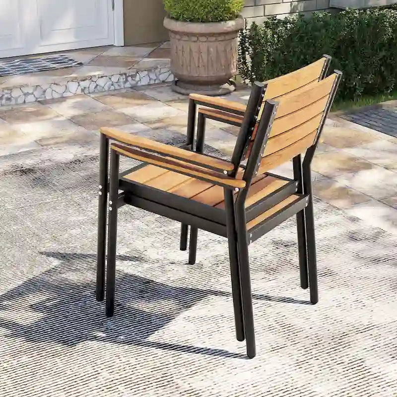 Pellebant Outdoor Modern Aluminum Dining Chairs with Armrest - 19.4 D x 18.9 W x 34.3 H
