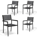 Pellebant Outdoor Modern Aluminum Dining Chairs with Armrest - 19.4 D x 18.9 W x 34.3 H